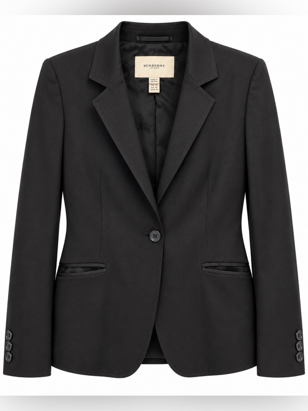 Burberry London Women’s Black Tailored Blazer Jacket – US 10 / UK 12